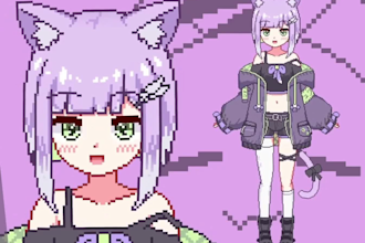 draw and rig cute pixel live2d chibi vtuber model nsfw 2d avatar for streaming