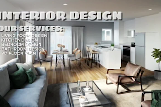 design modern, minimalist living room and kitchen