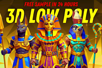 create a low poly 3d character model for games, rigging, and animation