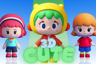 create cute 3d character, toy, animal, roblox, game asset in cartoon style