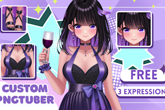 design custom pngtuber model or giftuber avatar in anime style