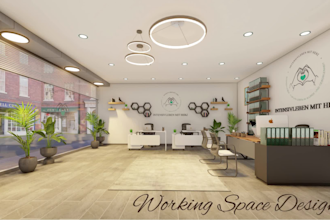 interior design of office space, meeting room, gaming room, studio, workstation