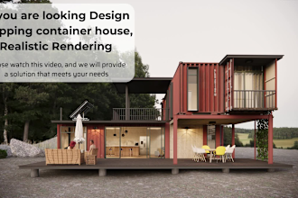 do shipping container house, modular house, 3d rendering