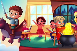 create childrens book illustrations and cover for amazon KDP