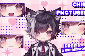 draw a cute chibi pngtuber for your streams