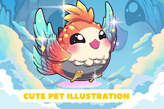 draw a cute pet or mascot illustration in my kawaii style
