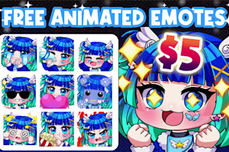 custom twitch animated emotes chibi anime art vtuber model