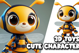 design 3d toys, 3d funko, 3d animal, cartoon style character modeling for mascot
