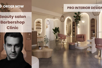 design interior decor, for barber shop, beauty salon, retail store, clinic, spa
