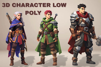 create custom low poly 3d characters for game assets and animation