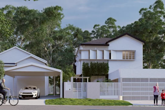 do architectural exterior rendering with landscape design