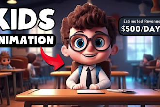 create fun kids learning animation and educational videos for youtube in 24hours