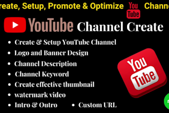 create, manage, promote, rank and SEO optimize youtube channel