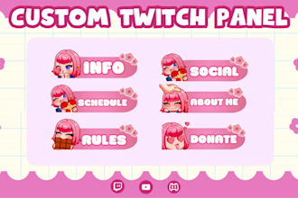 make custom chibi anime twitch panels overlay for vtuber