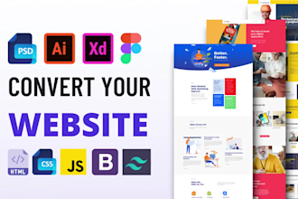 convert figma or PSD to HTML, tailwind CSS responsive design