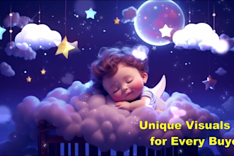create and upload 30 baby lullaby and sleep videos for youtube