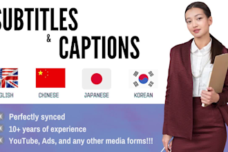 subtitle your chinese, english, japanese, korean videos