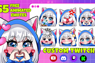 draw custom twitch emotes, chibi emotes, animated emotes, discord and vtuber