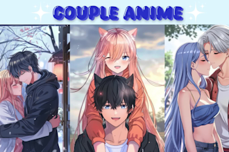 custom anime couple art or vtuber commission illustration art