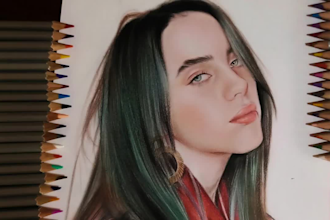 sketch realistic color pencil portrait drawing with shipping