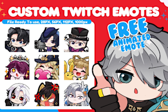 draw cutes twitch emote, animated emote, sub badges for streamer