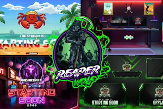 design animated overlay, streamyard, podcast overlay and logo for youtube twitch