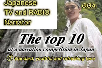 record professional japanese voice over as a TV caster who got top10 in japan