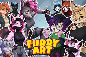 create a custom furry art character or fursona illustration for you