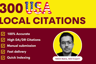 manually do 300 best USA local citations and directory submission for ranking