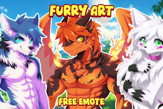 draw furry art or fursona with anime style for your original character