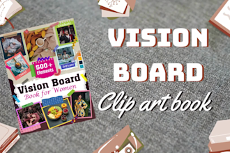 design vision board clip art book mood board for amazon KDP