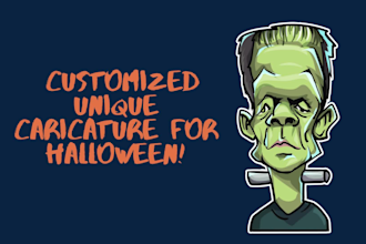 draw your caricature halloween party invitation card