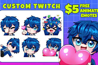 draw chibi twitch emotes, sub badges and vtuber emotes