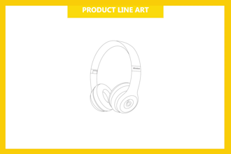 do line art drawing, product outline, technical drawing