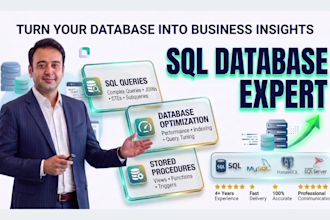 write sql queries, optimize databases, and fix sql errors