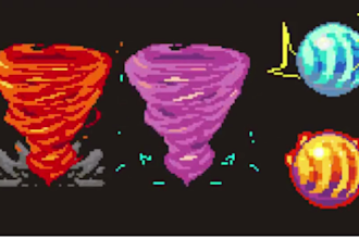 create pixel visual effects, hand drawn spell animation, pixel skill vfx game