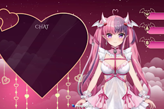 design an anime vtuber stream overlay for twitch  and youtube