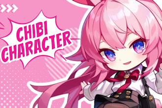 draw anime chibi art character design illustration, chibi emotes and vtuber