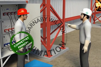create 3d industrial safety animation, ppe training and electrical hazard video