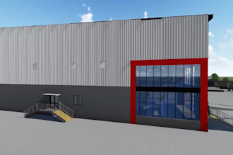 design 3d outdoor warehouse and indoor cold storage facility render walkthrough