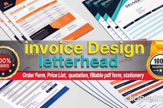 design invoice, letterhead, order form, price list, quotation in 12hrs