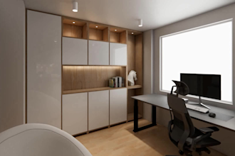 do design home office, workspace and book nook