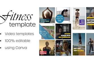 provide 80 canva video templates for fitness influencers