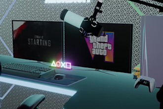3d gaming isometric room scene intro for youtube, twitch, and kick