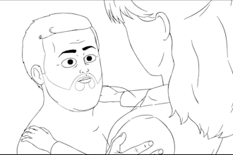 create 2d traditional animation, frame by frame, line art, character animation