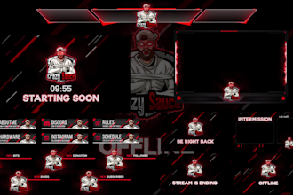 design animated twitch overlay, facecam, alert, and etc