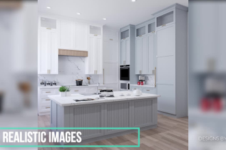 design kitchen interior in 3d and render