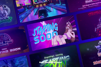 design animated screen overlay, brb, facecam, for twitch