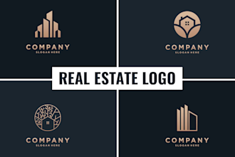 design luxury real estate, realtor, construction, property, and home logo