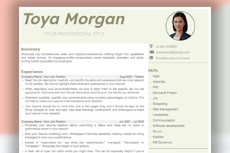 provide professional resume, cv and cover letter template